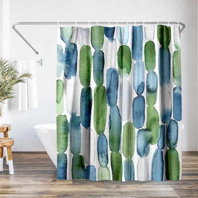 Americanflat 71x74 Shower Curtain - Abstract Design - Watercolor Strokes by Lisa Nohren
