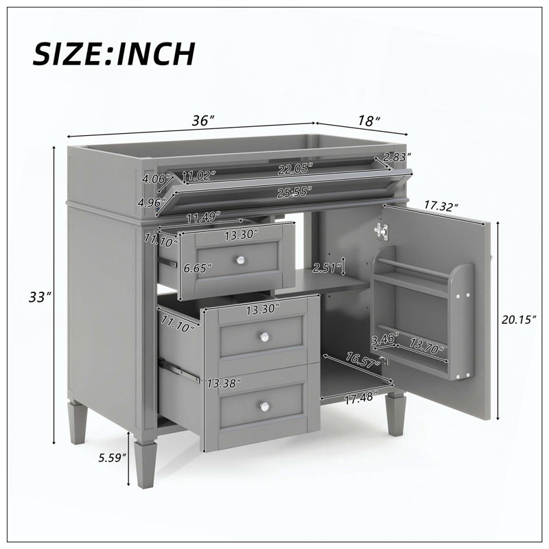 Armoire de rangement 2 tiroirs Modern Modern, Gris, Nickel brossé