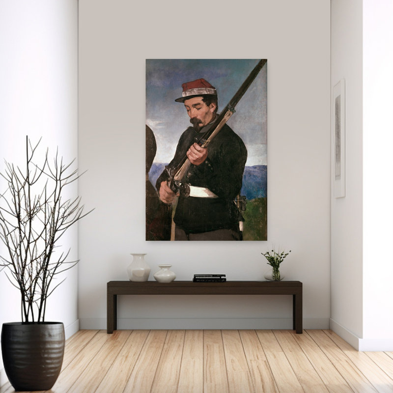Sous-officier tenant son fusil - Affiche murale abstraite contemporaine, H 60 po x l 40 po