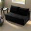 Causeuse à compression, causeuse moderne en velours côtelé noir compact pour petite maison
