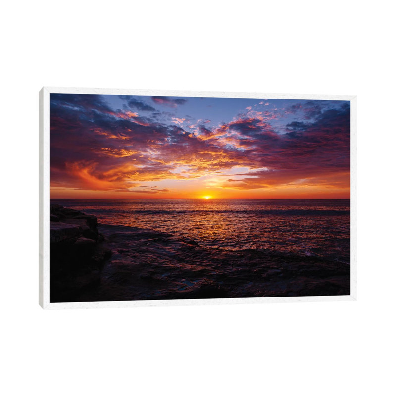 Sunset Cliffs Night III by Bethany Young - Print on Canvas, 45.72cm H x 66.04cm W x 3.81cm D, White Framed