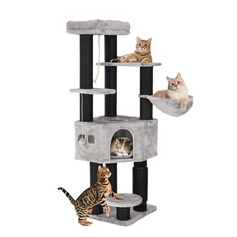 157 H Cat Tree, Black/Light Grey