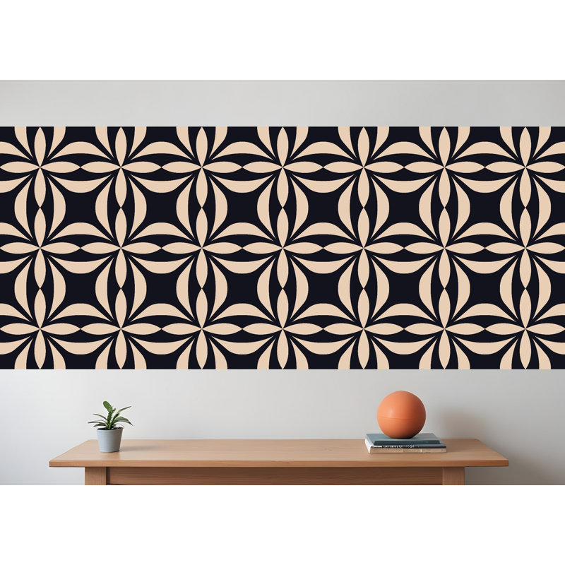 4" X 4" Intertwined Black And Cream Peel And Stick Removable Tiles, 8" H x 8" W x 0.1" D