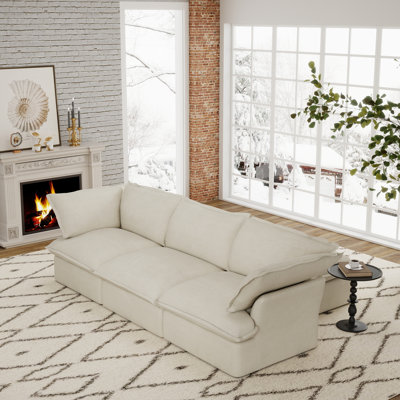 5-Piece Upholstered Modern Linen Fabric Sectional With Storage Ottoman