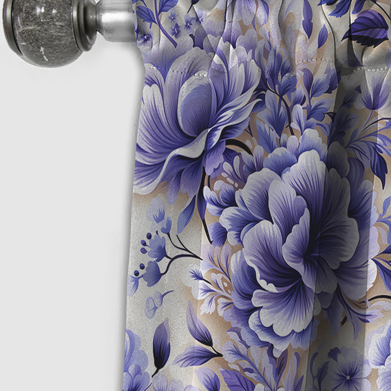 White And Purple Lavender Persian Paisleys I - Floral Curtain - Blackout Curtain - 1 Panels, 52" W x 95" L