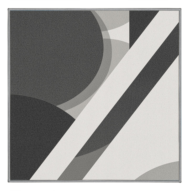 Tapis gris moelleux moelleux à motif abstrait moderne et contemporain Eatman, Carré 6 pi