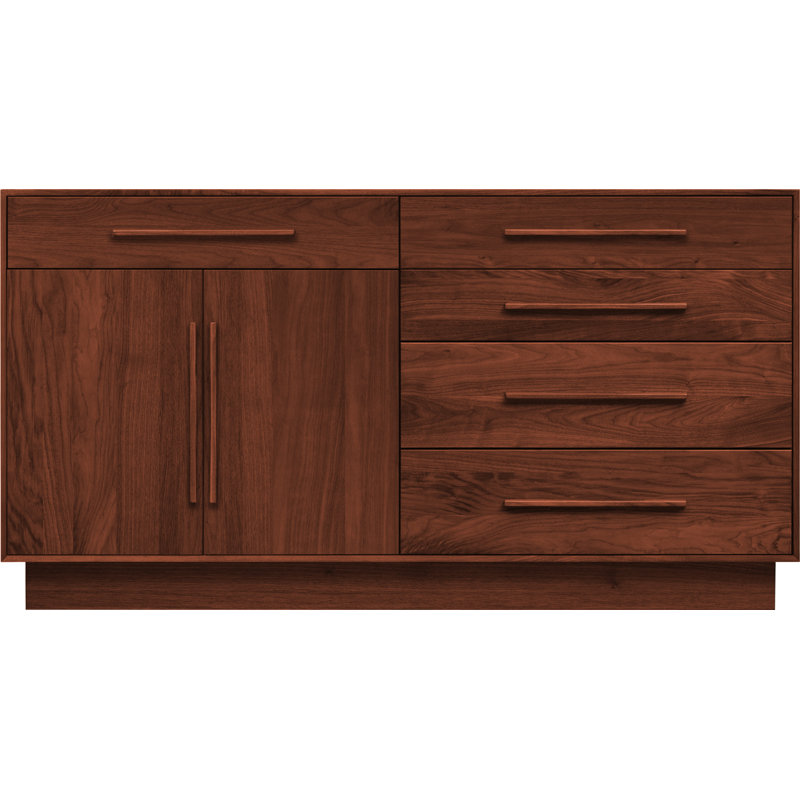 Moduluxe 5 - Drawer Solid Wood Dresser, Right, Cognac Cherry