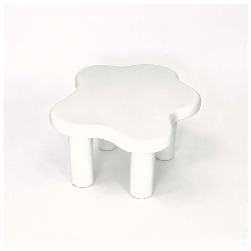 Table basse 40 po en bois avec 4 pieds ronds, petite table basse mignonne et table centrale irrégulière, Blanc