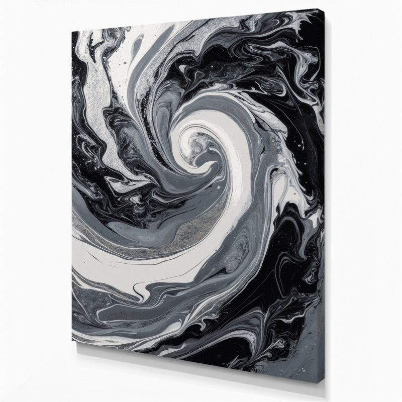 Abstrait art fluide sur toile grise 82, H 14 po x l 11 po