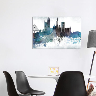 San Francisco Bluish Skylines - Wrapped Canvas Painting