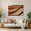 Art mural horizontal horizontal rayé en métal crème brun-1767402221