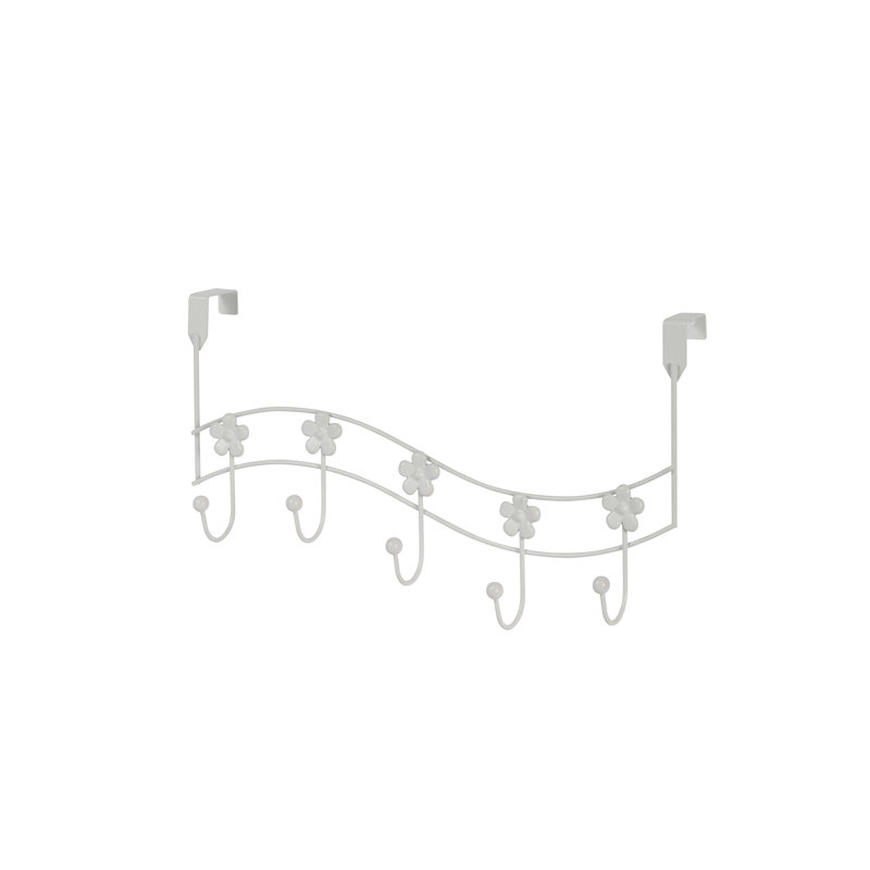 Flowers Over Door Storage Hooks, White