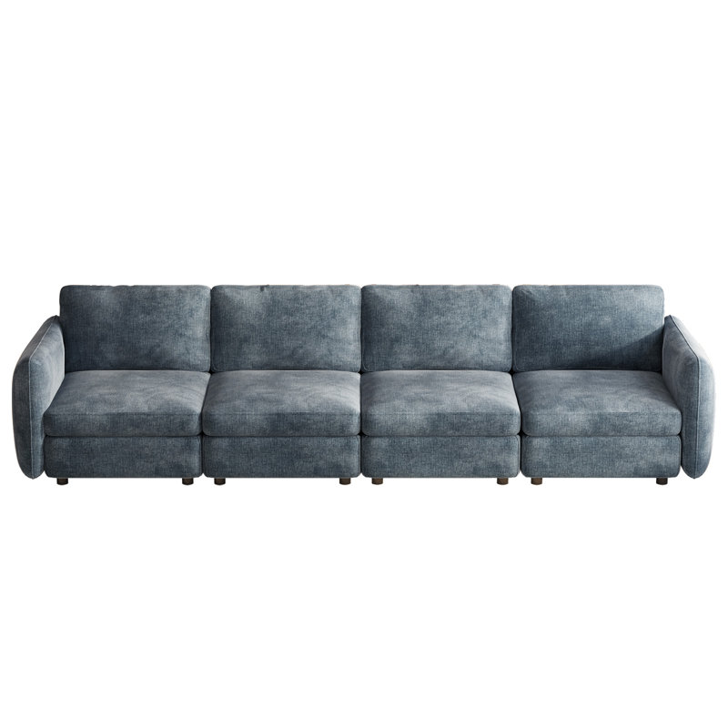 Cotton Blend Sofa & Chaise, 4, 83.5cm H × 305cm W × 77cm D