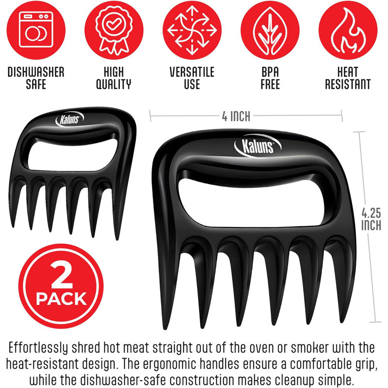 Ensemble de 2 pinces à râper Kaluns Meat Claws, Noir