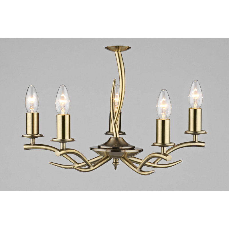 Brooklyn 5 - Light Candle Style Chandelier, Antique Brass