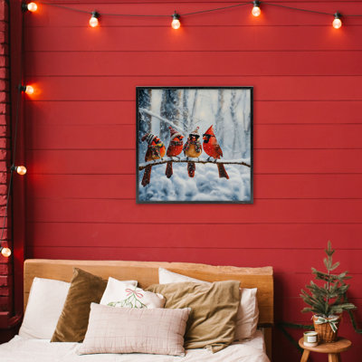 Winter Dressed Cardinals Framed Giclee, design by Jim Baldwin