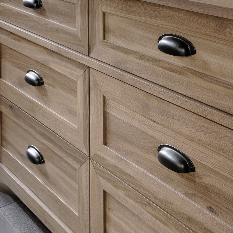 Commode Coastal avec six tiroirs spacieux, finition brune