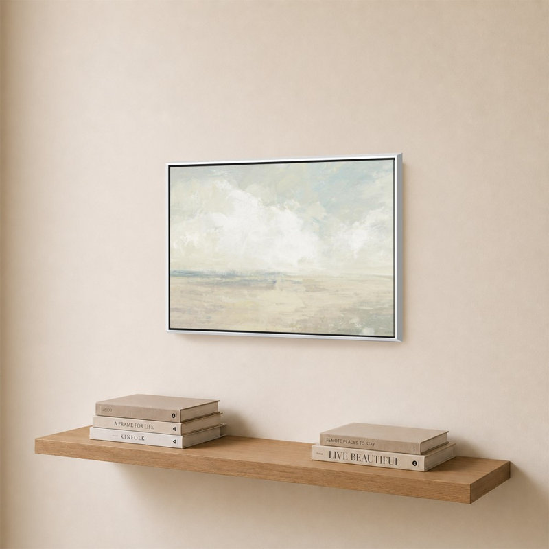 Ciel et sable par Julia Purinton - Impression sur toile, H 24 po x l 34 po, Blanc