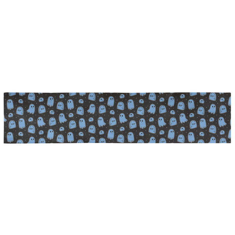 Chemin de table ghost Avicia, 91,5 po x 17,5 po, Noir / Bleu, Polyester