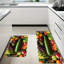 Fresh Fruit Vegetable Print Kitchen Rugs for Kitchen & Dining Room, Multicolor Home Decor 2-Piece Set
