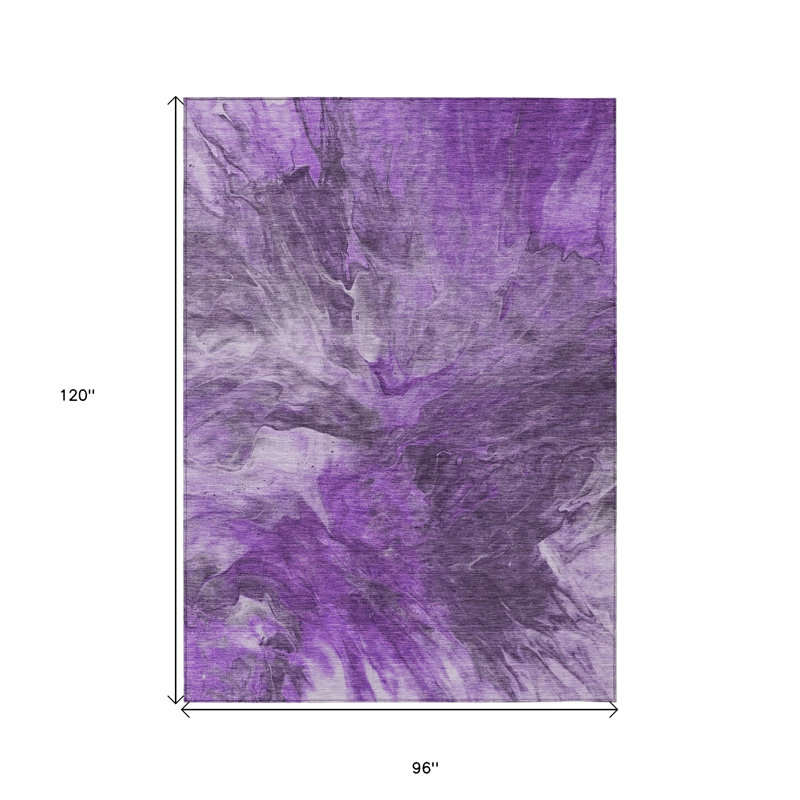 Tapis extérieur lavable abstrait lilas et aubergine 8 pi x 10 pi mauve