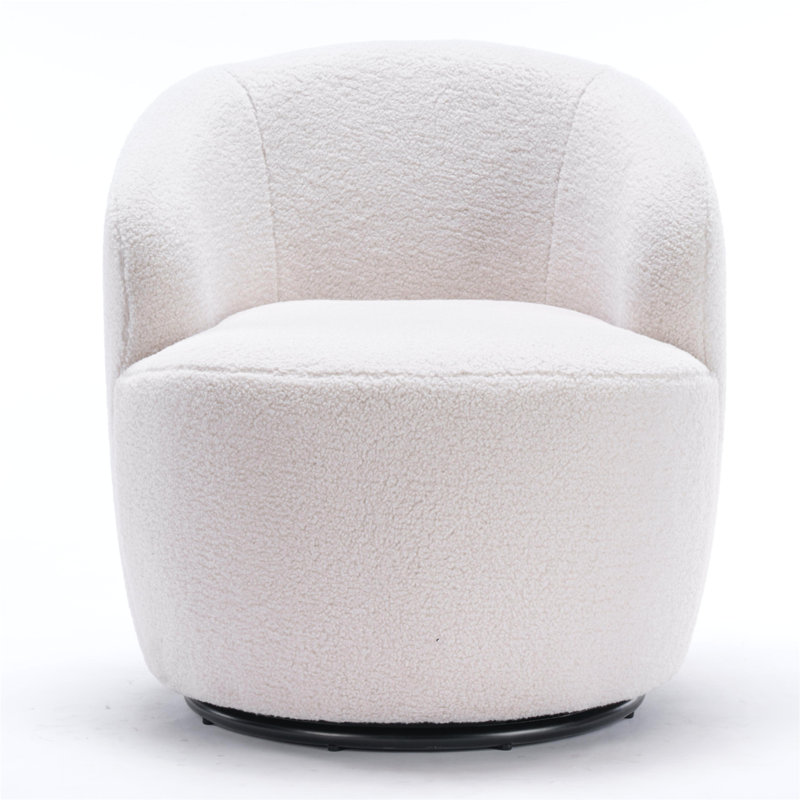 Jalin Upholstered Swivel Barrel Chair, Ivory White