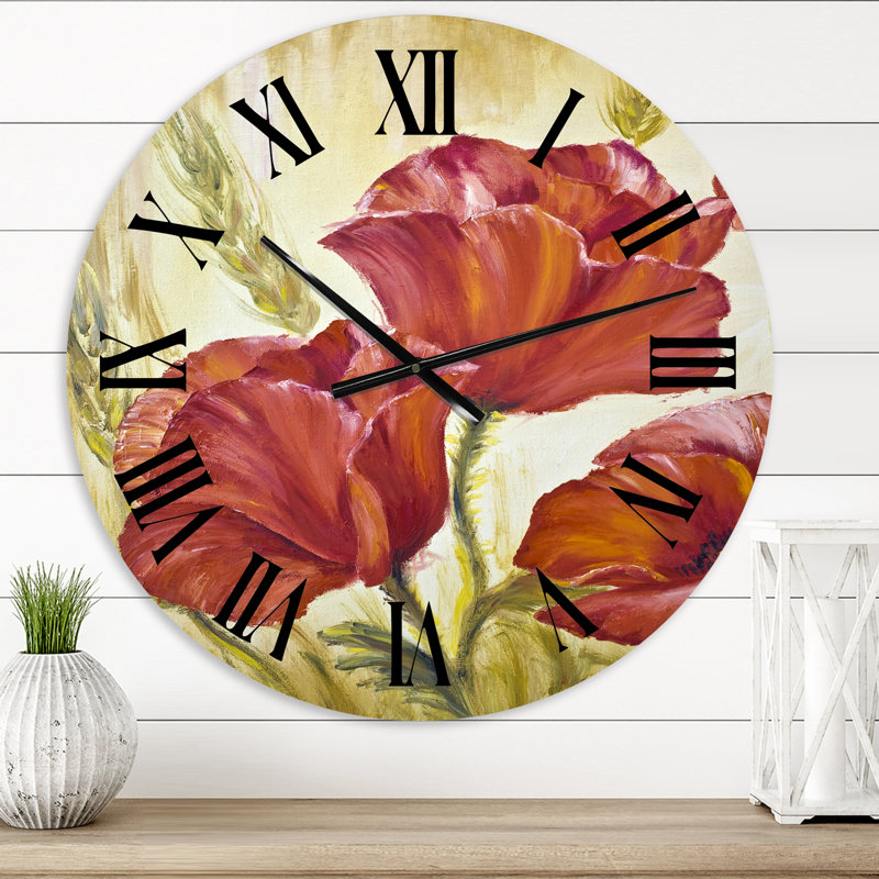 Blossoming Poppies In Wheat Fields II - Horloge murale traditionnelle, Petit