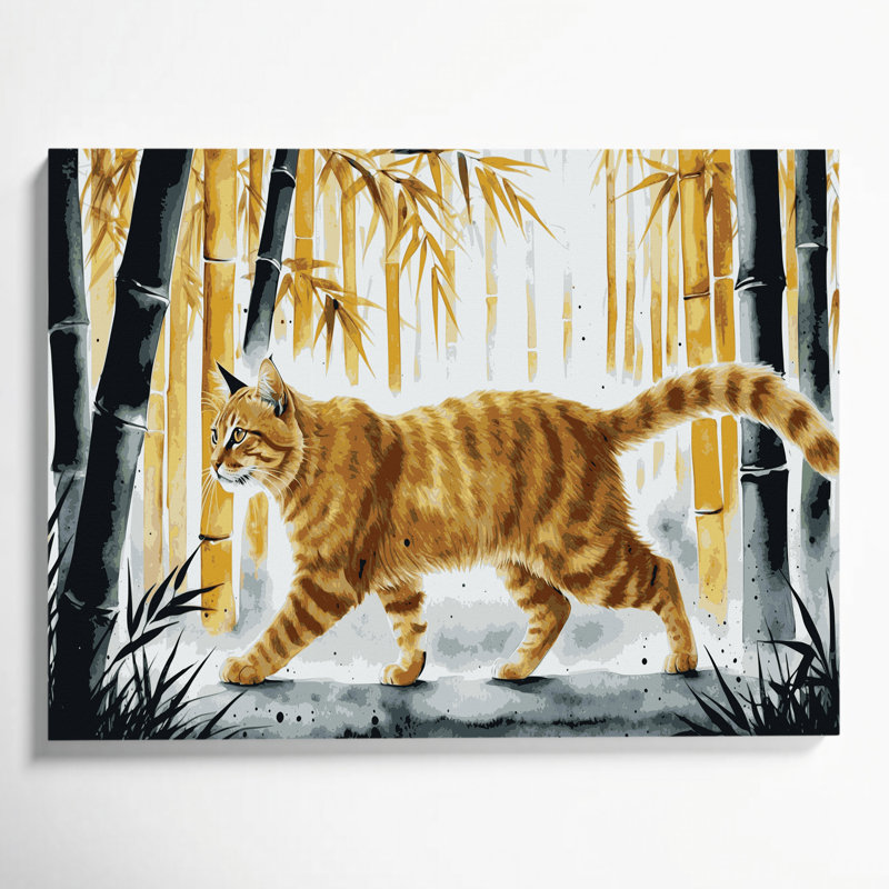 «Big Cats Asian Golden Cat», art mural sur toile beige, H 24 po x l 36 po