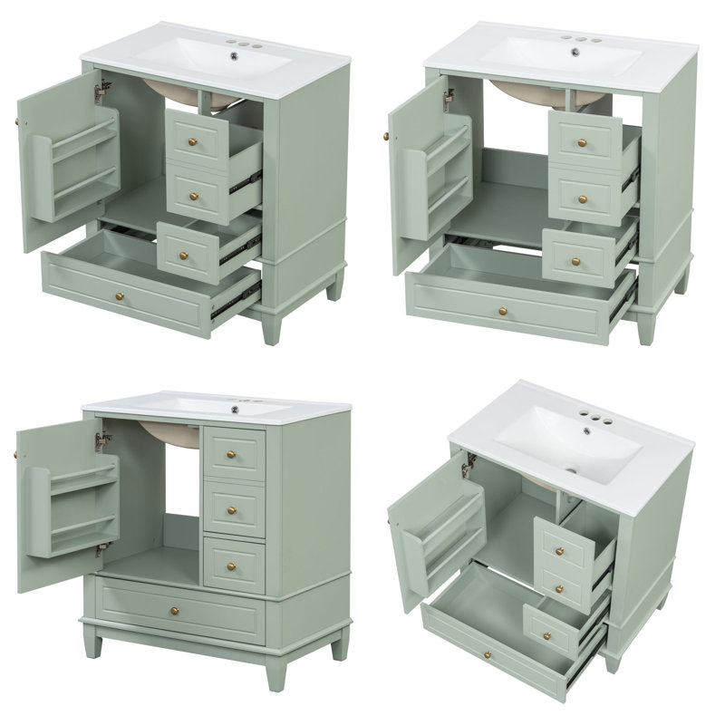 Meuble-lavabo 30 po avec lavabo, Vert clair