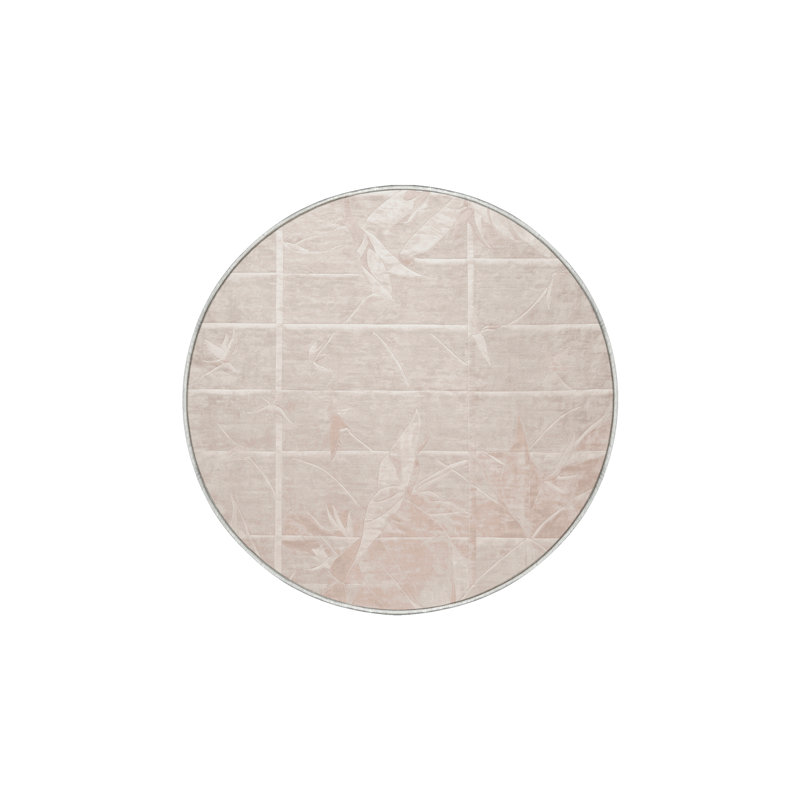 Machine Washable Beige Area Rug, Round 5'