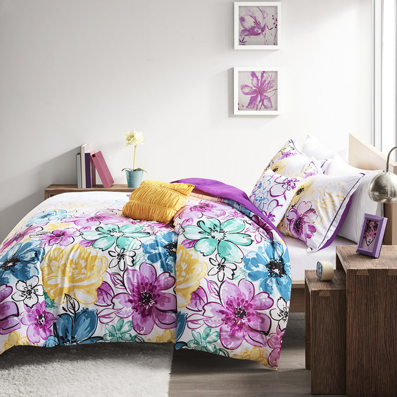 Édredon bleu / grand, accessoires de literie à thème floral