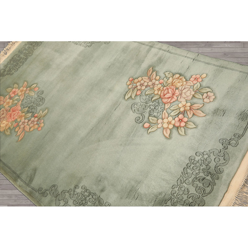 Tapis velouté à motif floral art déco traditionnel chinois en laine noué à la main 4 x 6