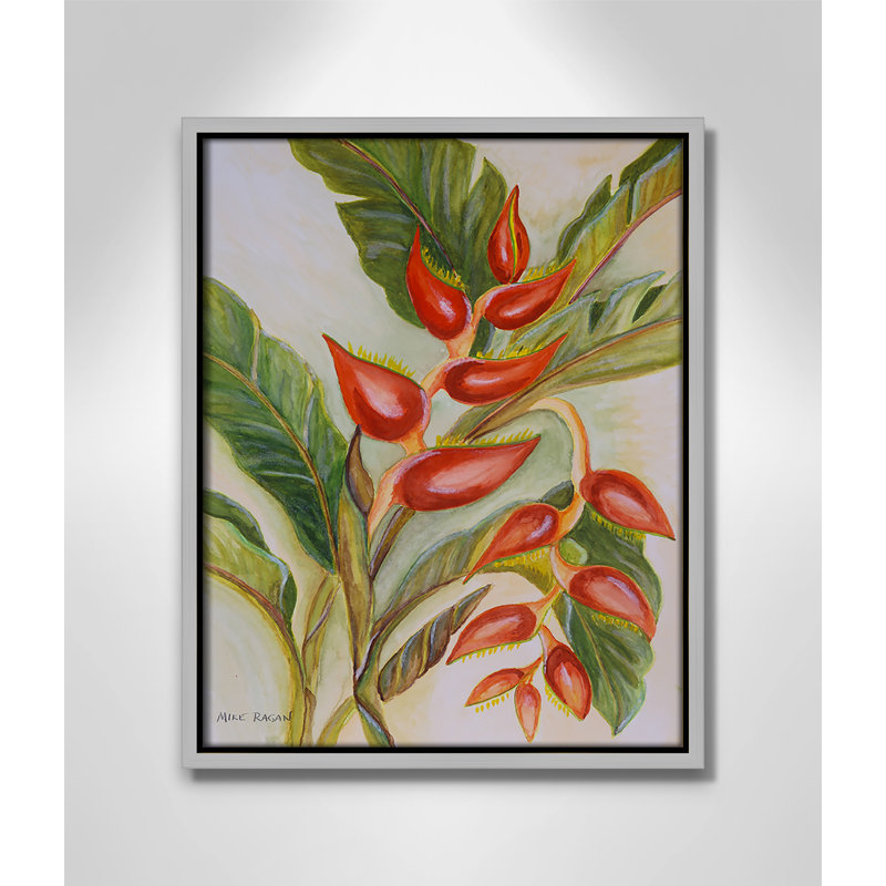 Imprimé Heliconia par Mike Ragan pour , H 15,5 po x l 12,5 po, Argent argent