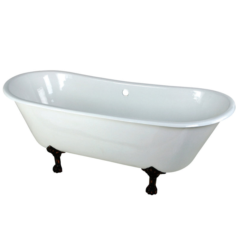 Kingston Brass Aqua Eden 53-Inch Cast Iron Oval Single Slipper Clawfoot Tub (No Faucet Drillings), Oil Rubbed Bronze