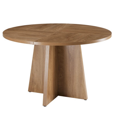 Table de salle à manger ronde en bois avec 4 chaises en cuir de polyuréthane, ensemble de meubles de salle à manger de cuisine