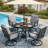 5-Piece Patio Dining Set – 38" Round Table + 4 Swivel Rocking Chairs