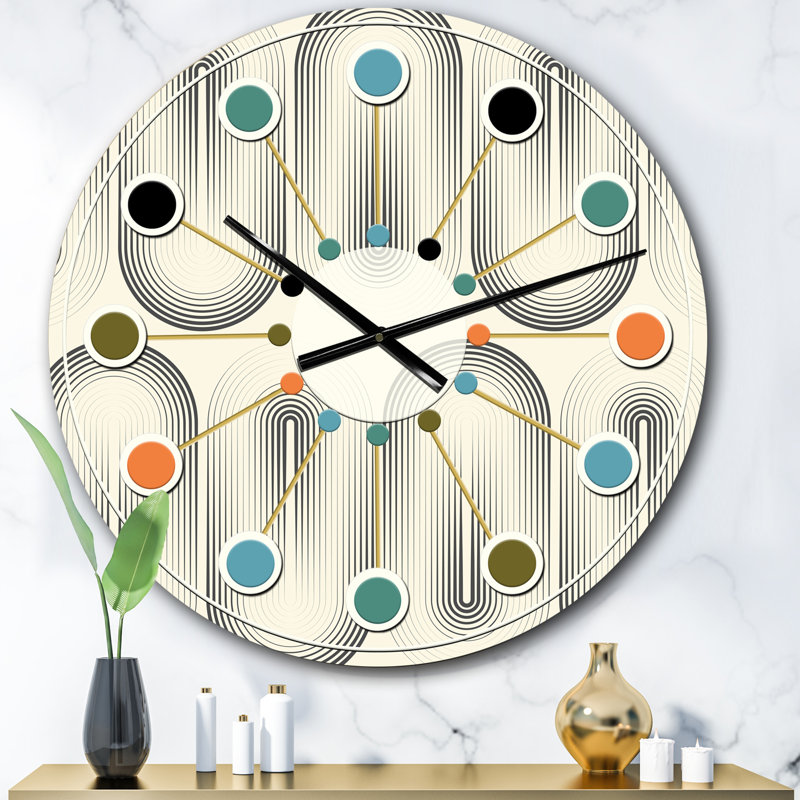 Horloge murale rétro Mid-Century, Surdimensionné