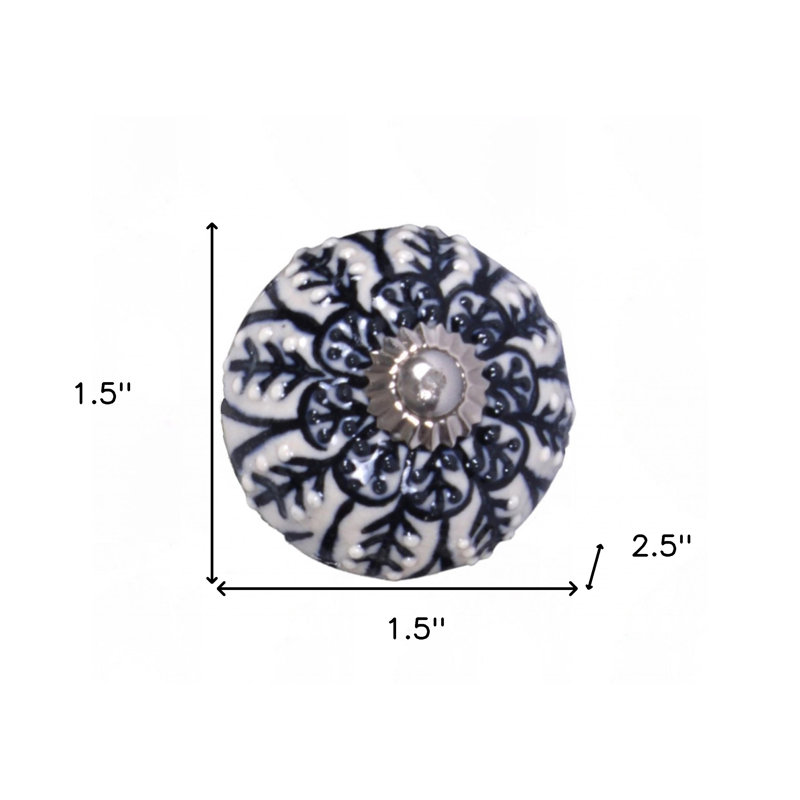 Kittle 12 Vintage Black And White Floral Ceramic Knobs