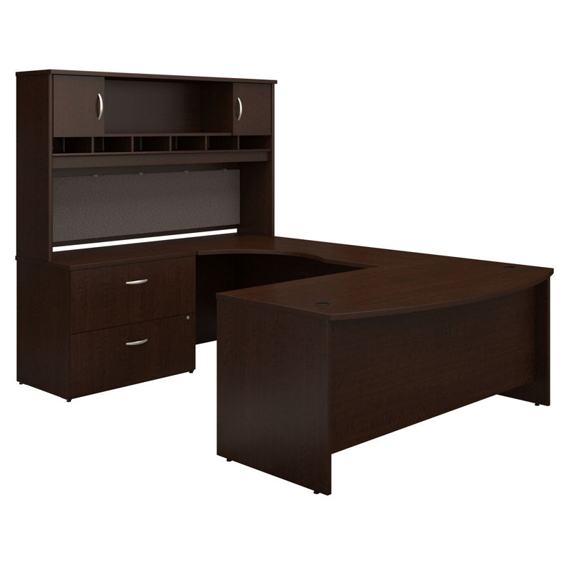 Suite de bureau en U Ringold Series, Cerisier moka / cerisier moka