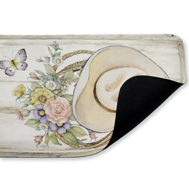 Tapis de sol floral imprimé avec motif de chapeau de cowboy, par Susan Winget, 30 po x 18 po