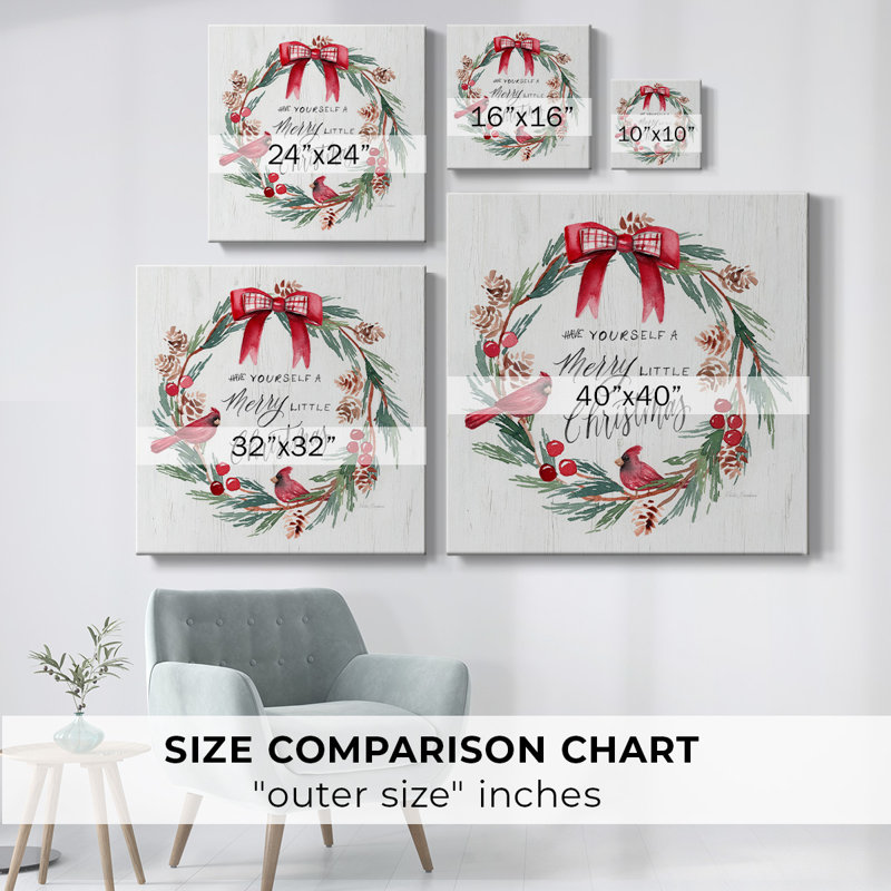 «Merry Little Wreath», reproduction sur toile tendue, H 16 po x l 16 po x P 1,5 po