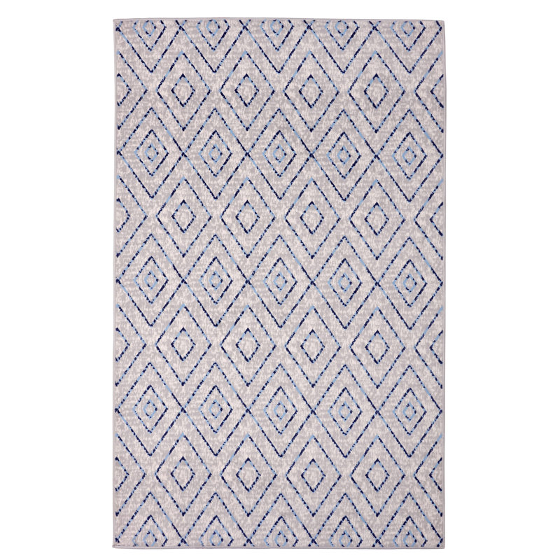 Tapis gris clair / bleu Edwinton, Rectangle de 5 pi x 8 pi