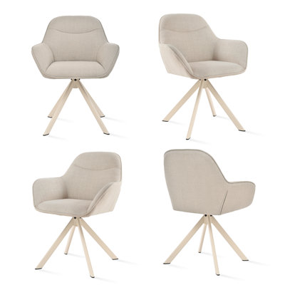 48.5 cm H Linen Low Back Armchair in Beige