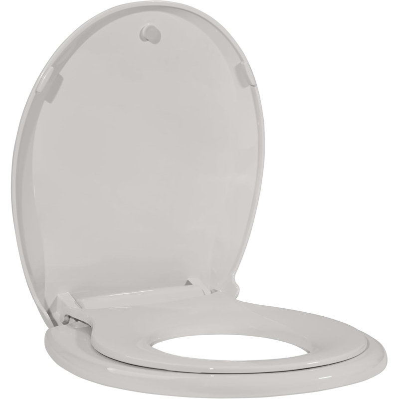 Soft-Close Round Toilet Seat with Removable Training Seat, Quick-Release Hinges for Easy Cleaning, Slow-Close & Non-Slip Design, Easy Installation , 17 inch