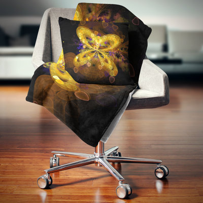 Motif de papillon jaune fractal - coussin à imprimé floral