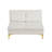 Symmetrical Double Chaise,110" Wide U-Shaped Sectional Sofa with Double Chaises and Gold Metal Legs, White Textured Fabric-100511690