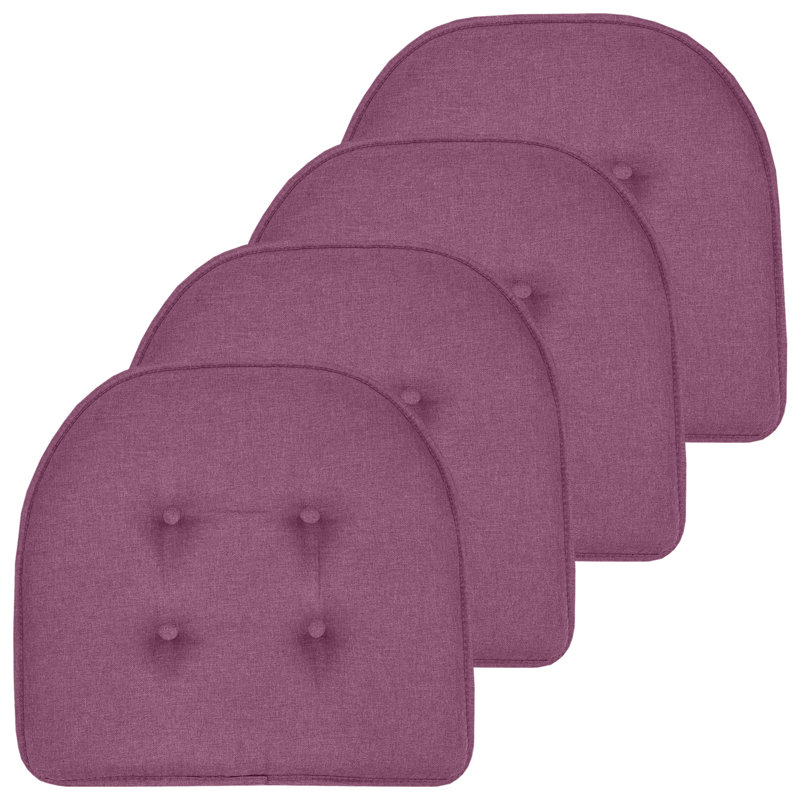 Solid U-Shaped Non-Slip Indoor Chair Cushion, Purple, 4