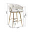 Tabouret de bar 26 po à hauteur de comptoir en velours pour îlot de cuisine avec dossier ondulé à la main, base chromée dorée et repose-pieds-95938356