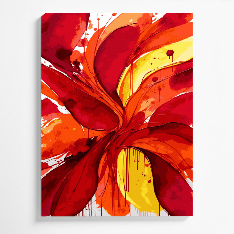 Art abstrait sur toile, aquarelle abstraite rouge, H 14 po x l 11 po