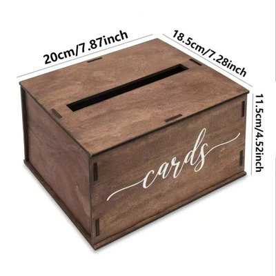 Boîte en bois pour carte de mariage avec fente et couvercle | Décorations pour réception pour cadeaux de mariage et argent | Douche pour bébé et mariée, obtention du diplôme